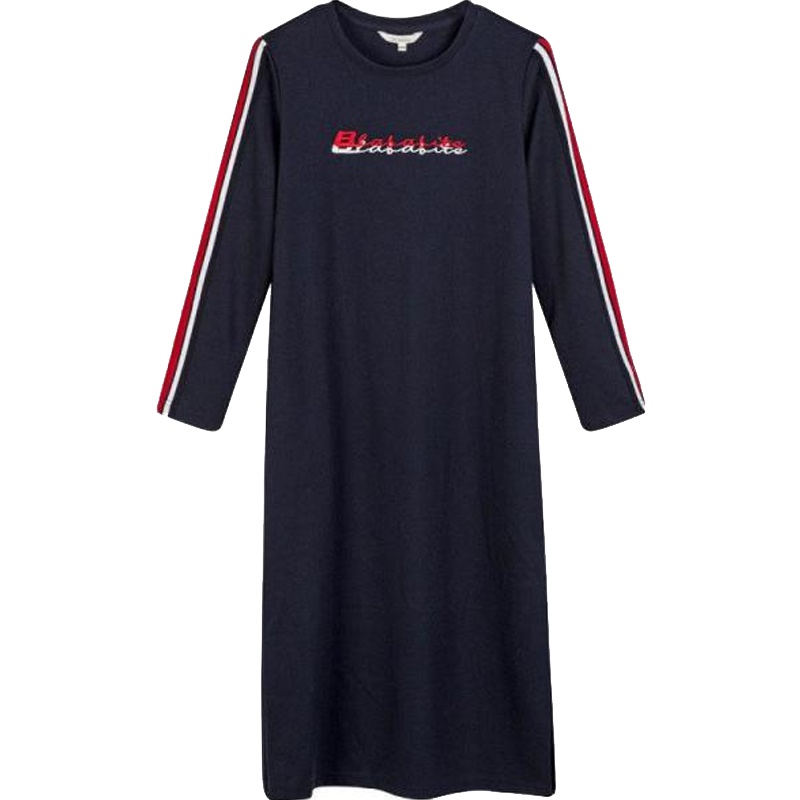 拉贝缇秋装运动长袖连衣裙显瘦宽松韩版套头过膝中长裙60006171