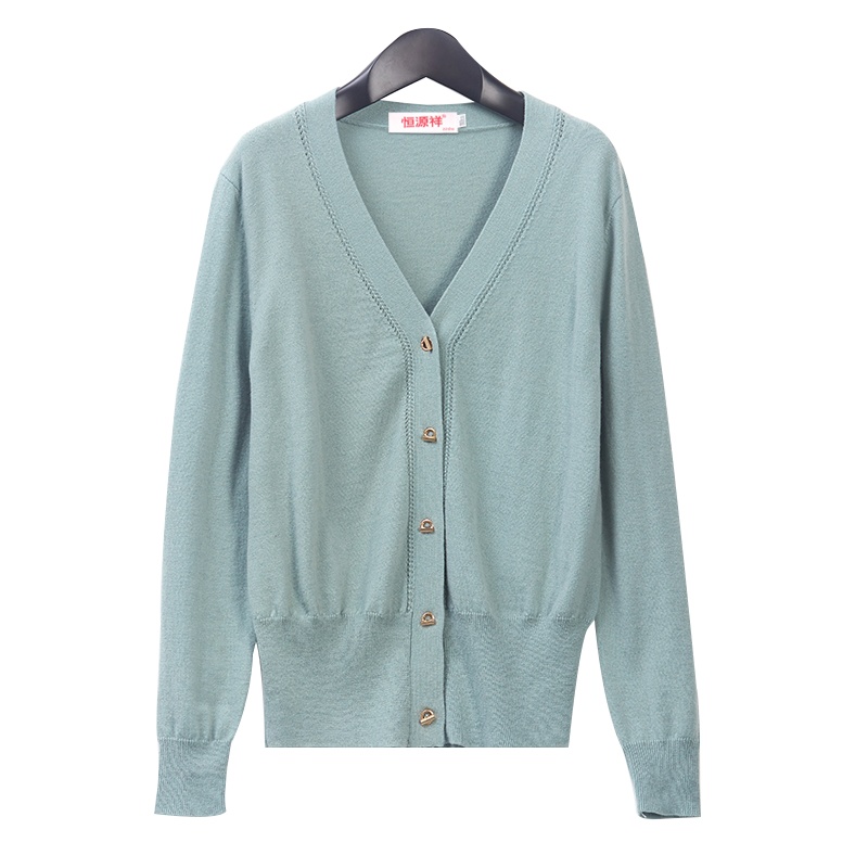 恒源祥女士羊毛衫2020新款秋冬纯羊毛针织开衫上衣百搭毛衣针织外套