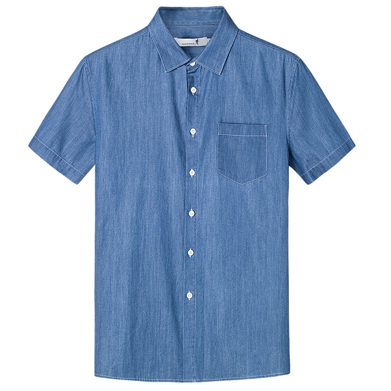 与狼共舞短袖衬衫男2019夏季新款时尚男士潮流商务休闲修身衬衣男