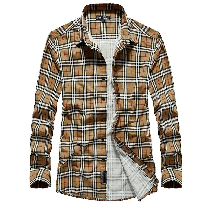 JEEP/吉普男士秋季新品商务休闲百搭长袖立领简约格子时尚衬衫上衣小外套A245