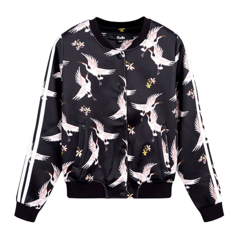 【热卖】网红短外套2019春装新款韩版宽松学生碎花长袖港风复古棒球服女潮20009598