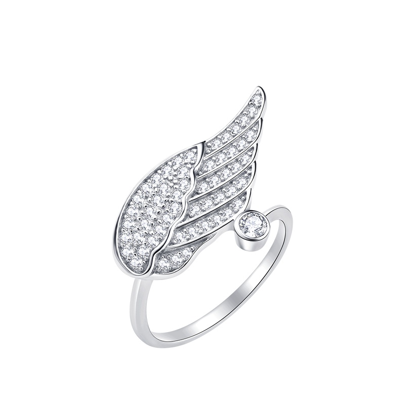 MYFD 戒指女S925玫瑰金色镶晶钻酷炫系列芊泽花叶晚宴戒指