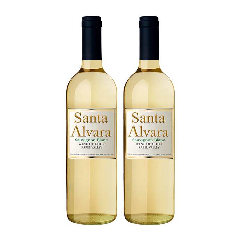 智利原瓶进口 桑塔奥拉苏伟浓白葡萄酒Santa Alvara Sauvignon Blanc 双支装750ml*2
