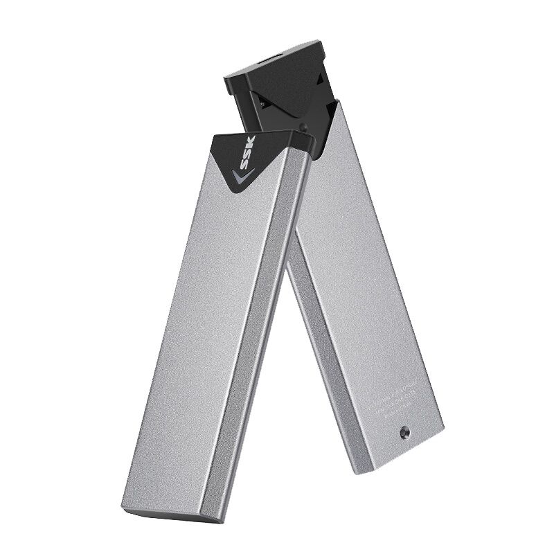 飚王(SSK)SHE-C320 M.2(NGFF)接口移动硬盘盒Type-C转USB线 SSD固态硬盘外置盒 金属铁灰