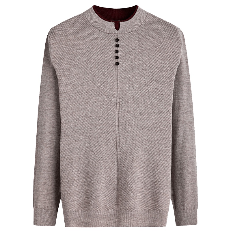 雪中飞秋冬新款男士羊毛衫纯色圆领套头商务休闲