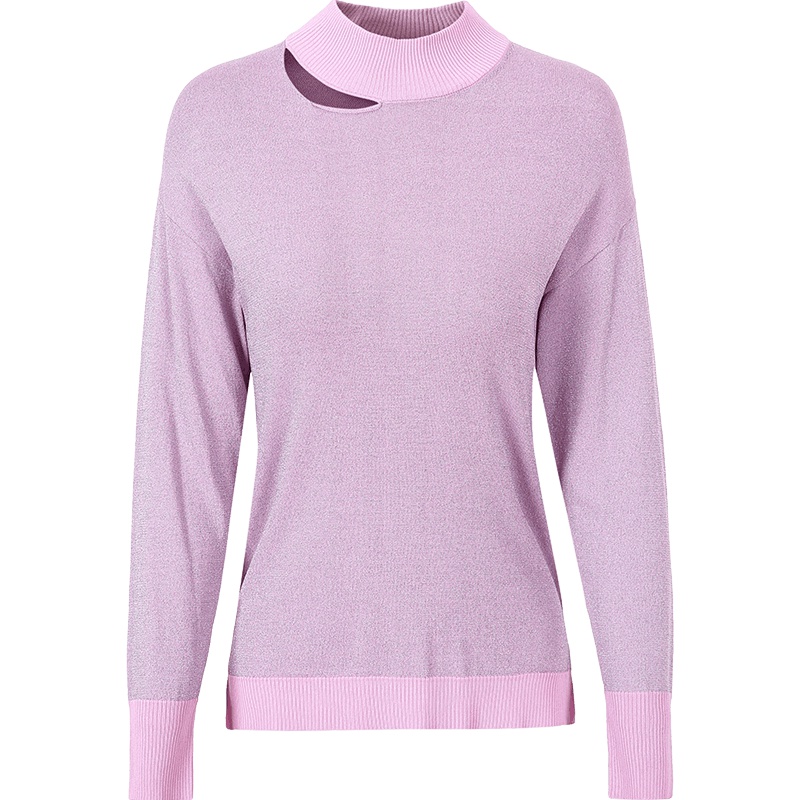 艾莱依2019秋季新款收腰显瘦时尚褶皱百搭纯色套头衫