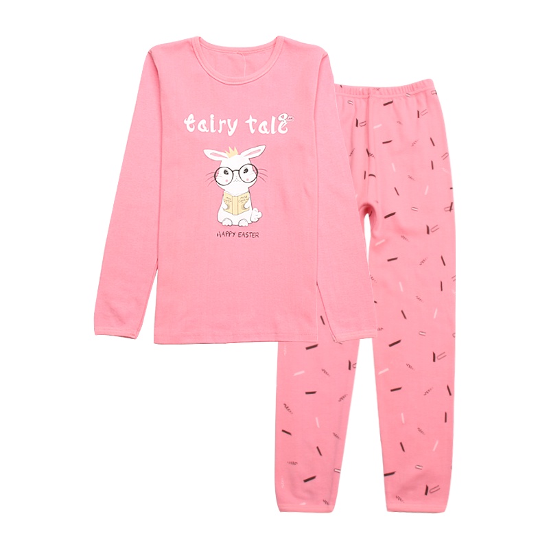 红豆儿童纯棉内衣套装女童低圆领套装女童秋衣秋裤套装