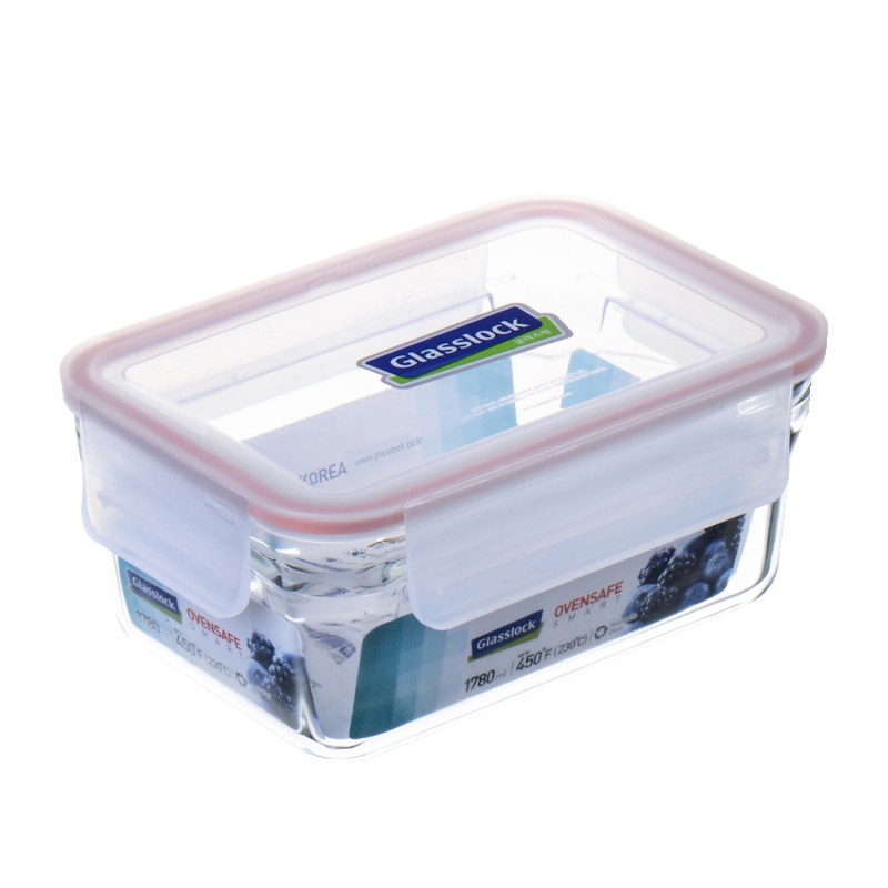 三光云彩(GLASSLOCK)耐热钢化玻璃保鲜盒韩国进口微烤专用食物储存盒加厚耐摔收纳盒密封防潮大容量保鲜盒1780ml