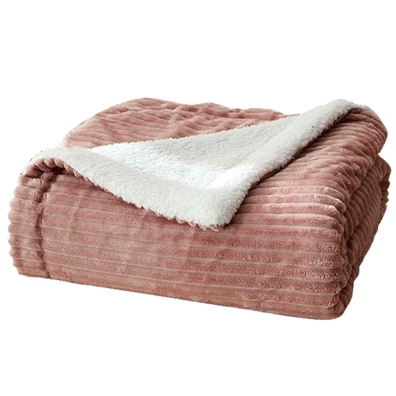 苏宁极物 素色双层加厚法兰绒仿羊羔绒毯子 四季保暖盖毯毛毯