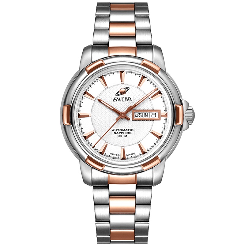 英纳格(ENICAR)蓝牌系列时尚简约休闲商务钢带自动机械男士手表168/50/335G