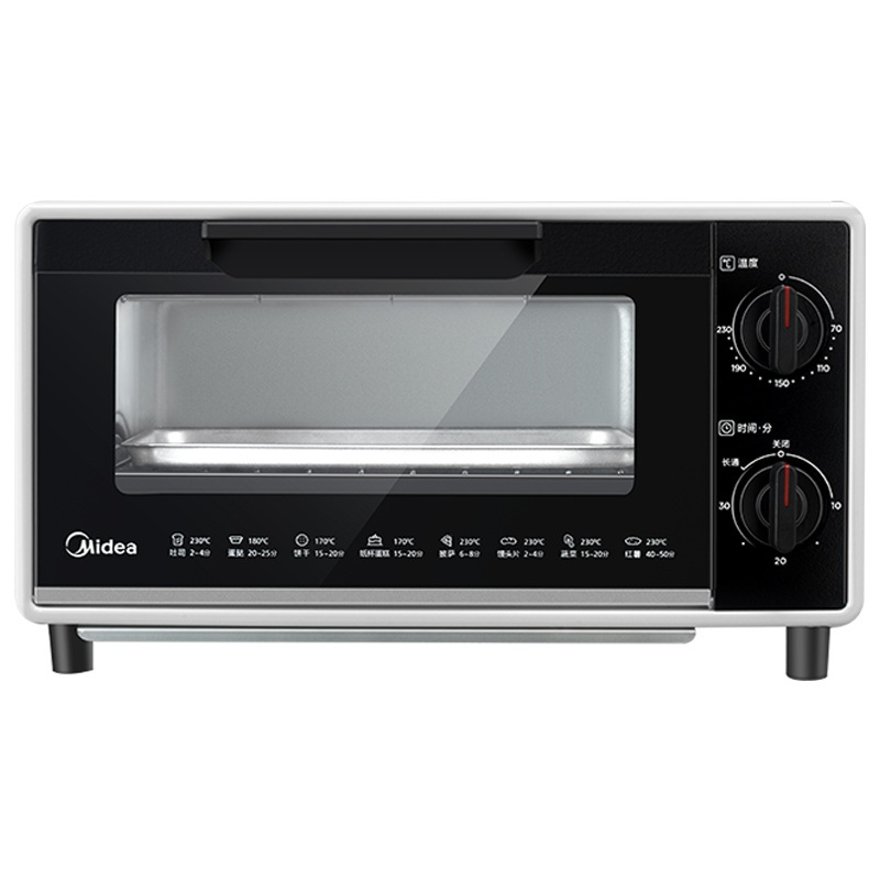 美的(Midea)电烤箱 10升迷你小烤箱 旋钮操作更简单 简约荔枝白 隔热防爆安心烘焙 T1-109F