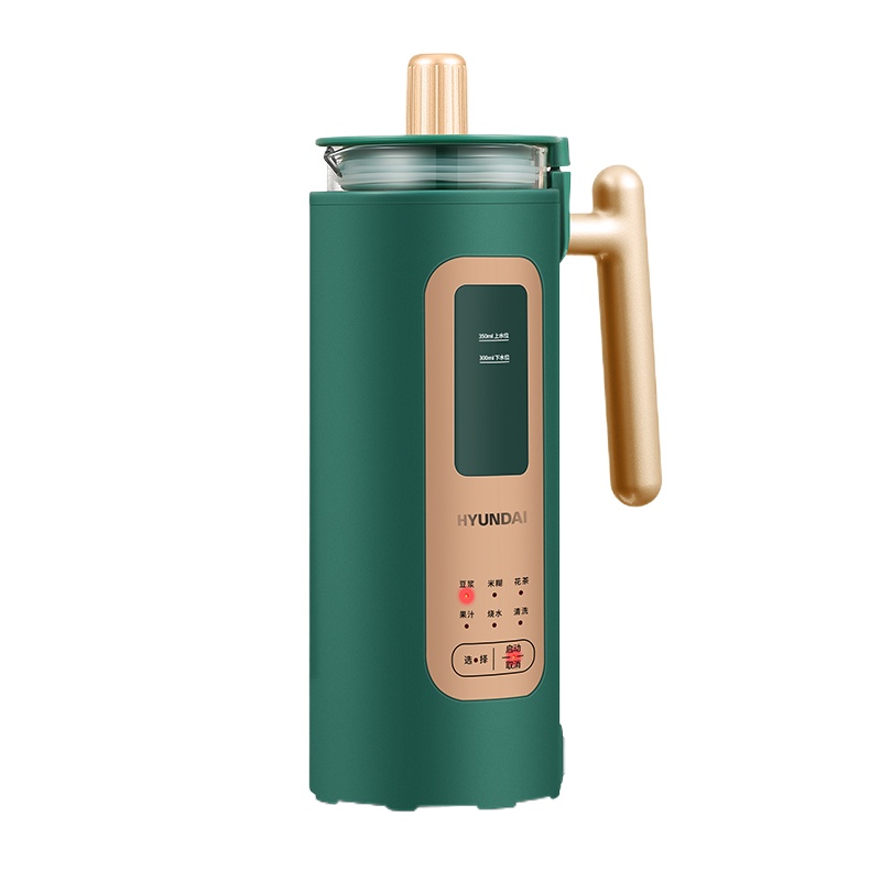 Hyundai豆浆机小型家用多功能破壁机免过滤榨汁机迷你单人全自动[复古绿]