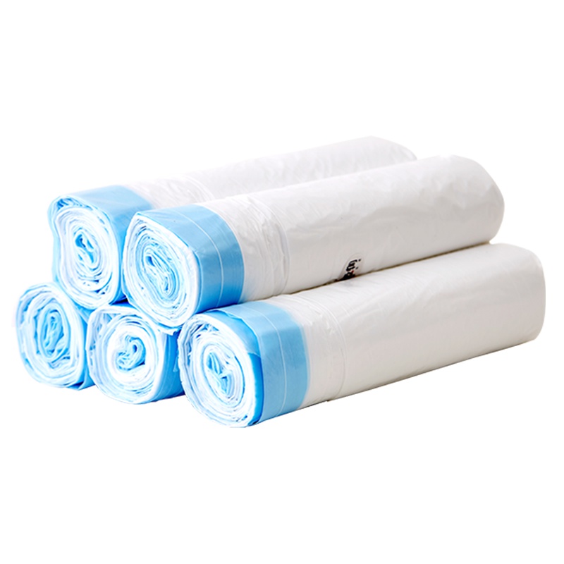 苏宁极物 PE环保材质抽绳式垃圾袋(5只装)家用垃圾袋自动收口抽绳加厚厨房手提式提绳小号中号塑料袋