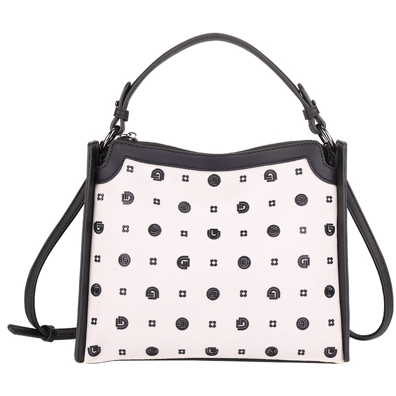 dubaolu/都宝路【3D印花系列】时尚潮流黑白撞色手提包斜挎包女包