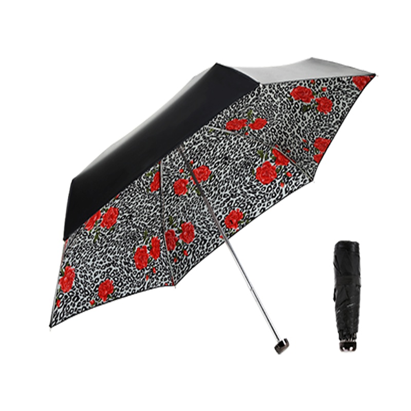 宏达HONDAR 小五折豹纹花恋防紫外线手机伞女洋伞遮阳防晒4619