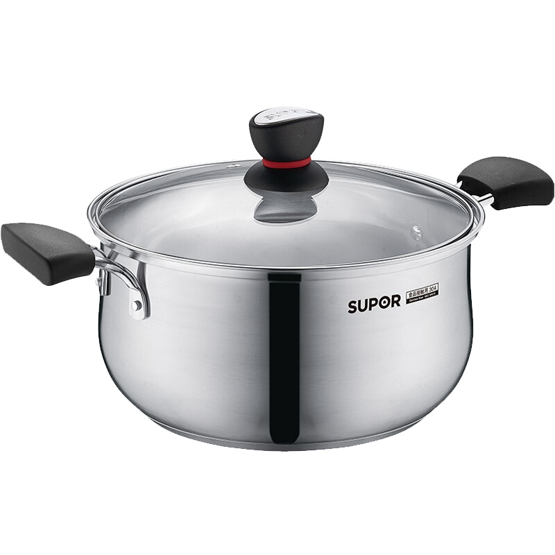 苏泊尔(SUPOR)不锈钢汤锅304不锈钢汤锅小红圈时尚复底炖煮火锅煮面锅磁炉通用ST20H1 20cm