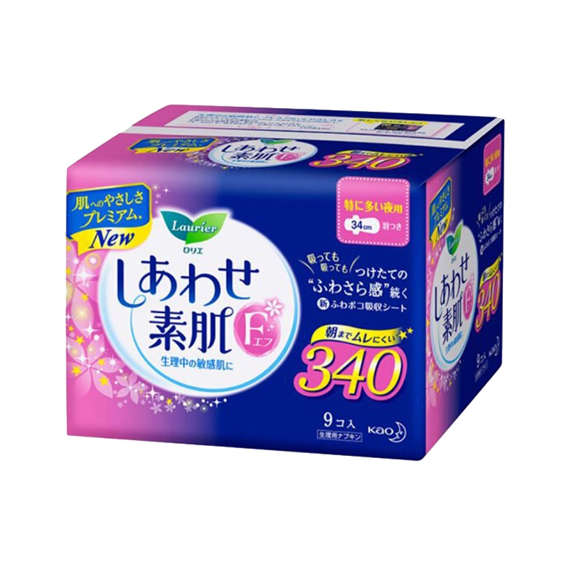 花王(乐而雅)Lauríer 乐而雅 F系列温柔超量夜用护翼型 卫生巾 340mm*9片