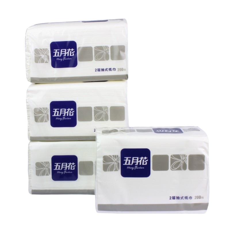 五月花 200抽商务餐饮双层软抽餐巾纸抽纸巾48包装 A1913SS