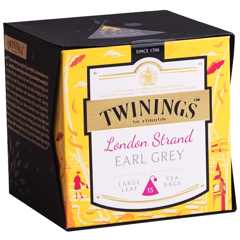 川宁（TWININGS） 波兰进口 茶叶红茶 英国川宁英伦茗香伯爵红茶37.5g(内含15枚)三角茶包 红茶