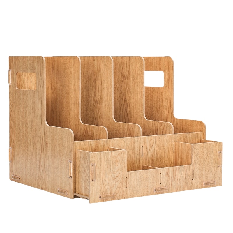 得力桌上简易书架多层文件夹收纳盒抽屉式A4文件框笔筒办公室用品资料架学生用书立架桌面置物