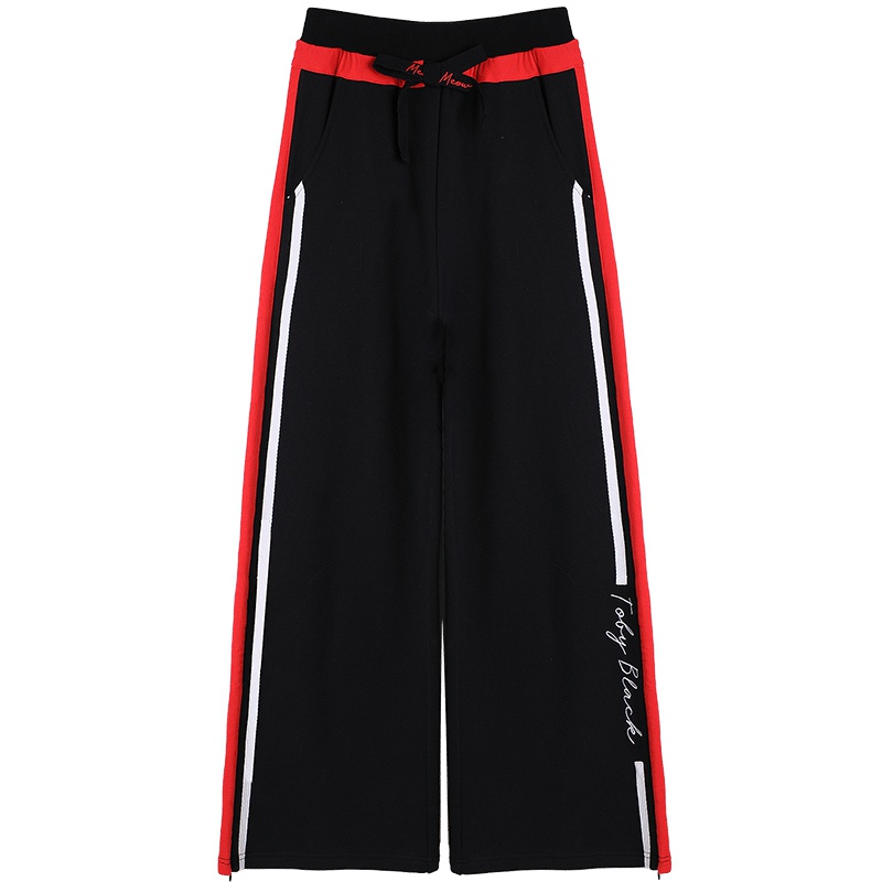 a02新款潮流拼色阔腿裤女高腰垂感绑带休闲裤女D1T6D0B11PN