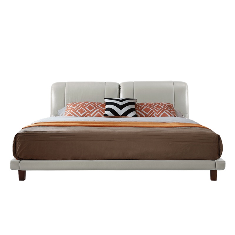 林氏木业现代简约榻榻米床轻奢真皮床主卧1.5双人床1.8米大床R271