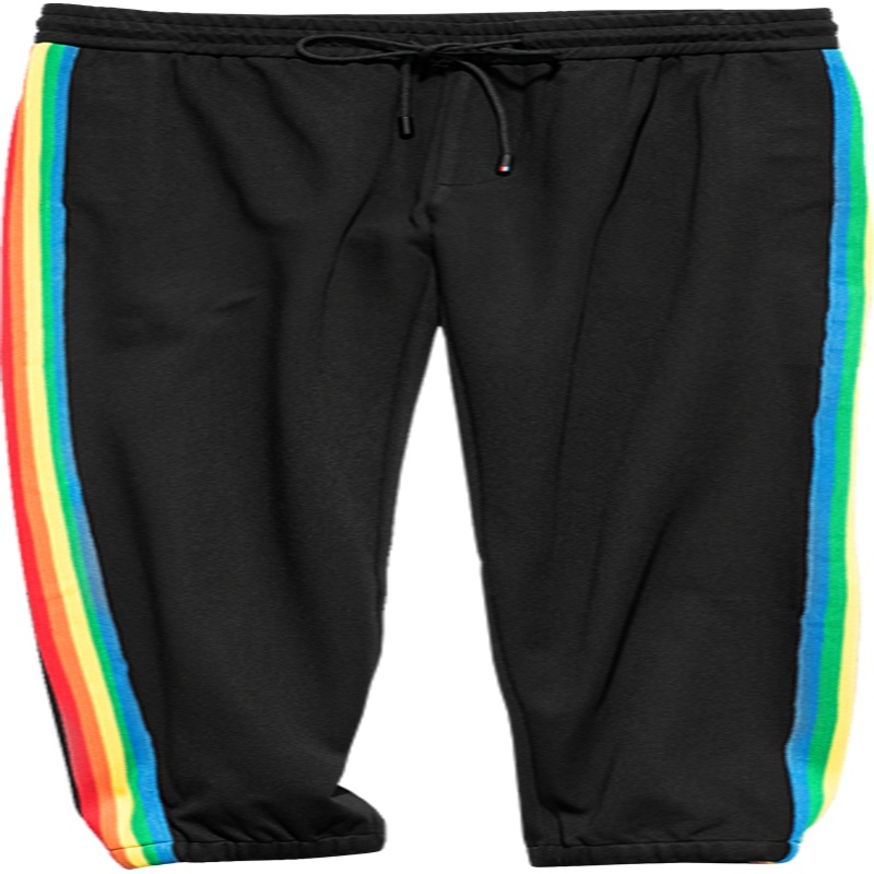 海德斯曼春秋季男士运动裤 黑色修身学生休闲裤男彩虹卫裤子潮90080