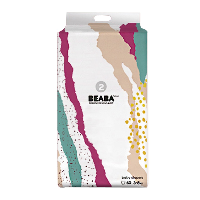 [详情抢大额券]碧芭宝贝BEABA炫彩系列婴儿纸尿裤S60片超柔软薄透气 4-8kg