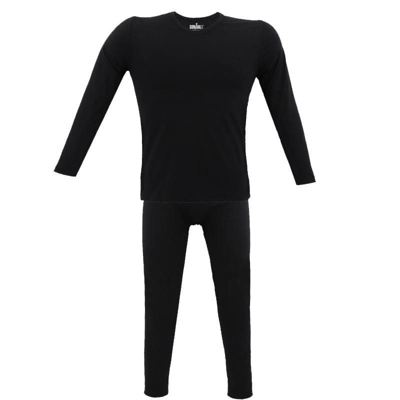 冠得保暖内衣纯棉棉毛套纯色棉质修身保暖秋衣秋裤特大特肥内衣保暖衣裤套装