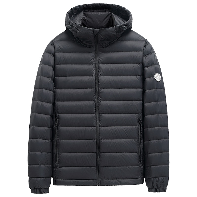 鸭鸭 新款男士轻薄羽绒服短款连帽修身纯色保暖外套
