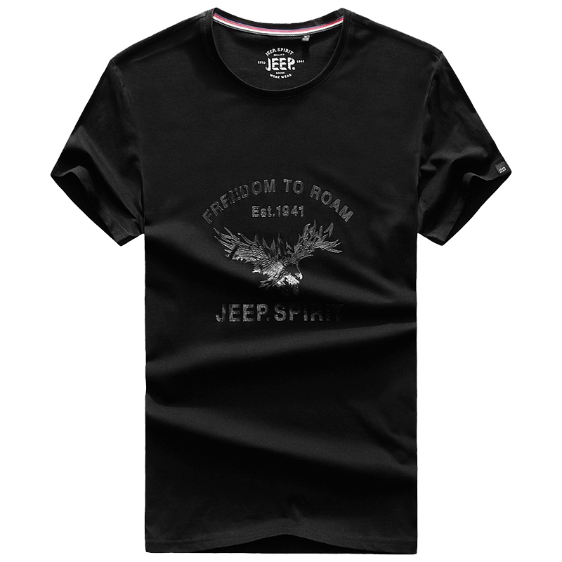 JEEP吉普2019夏季新品男士短袖 棉质百搭印花圆领男士体恤衫