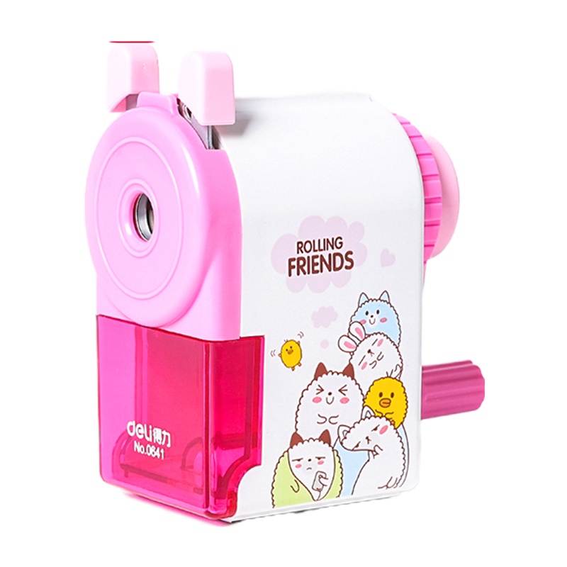 得力deli手摇削笔器0641 卷笔刀削笔刀转笔刀学生卡通文具用品 办公得力削笔机蓝色 开学适用