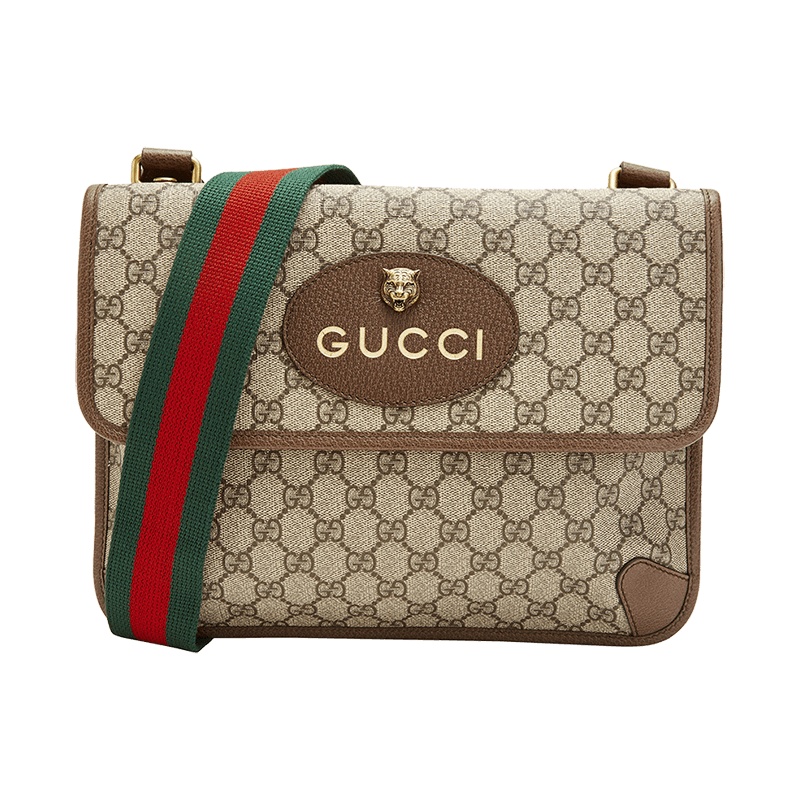 GUCCI 古驰 Gucci男包 男女款虎头GG印花邮差包单肩斜挎包