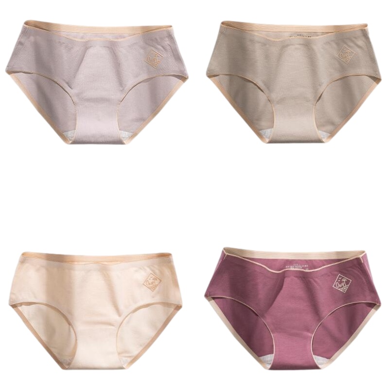 南极人(NanJiren)4条装女士内裤抑菌纯棉舒适简约氧气无痕三角裤头
