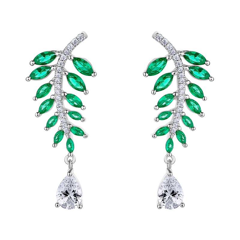 DTOTO 棕榈叶露珠耳环 欧美流行银饰 大气时尚百搭耳钉