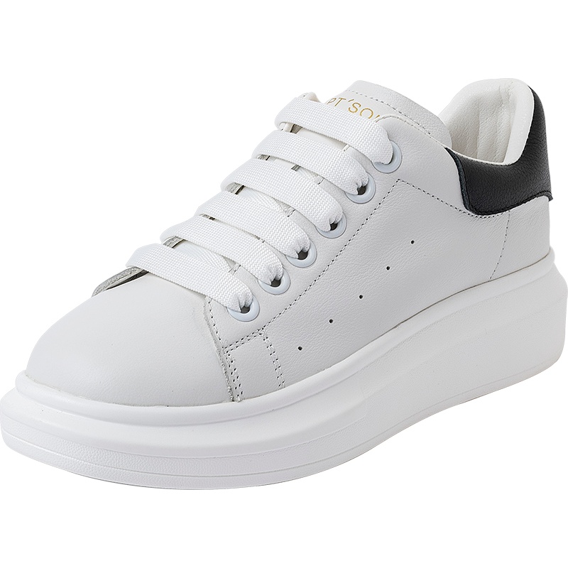 百田森新款麦昆厚底小白鞋女真皮网红增高牛皮百搭板鞋休闲鞋