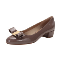 Salvatore Ferragamo 菲拉格慕 女士皮革VARA蝴蝶结粗跟鞋单鞋0740693