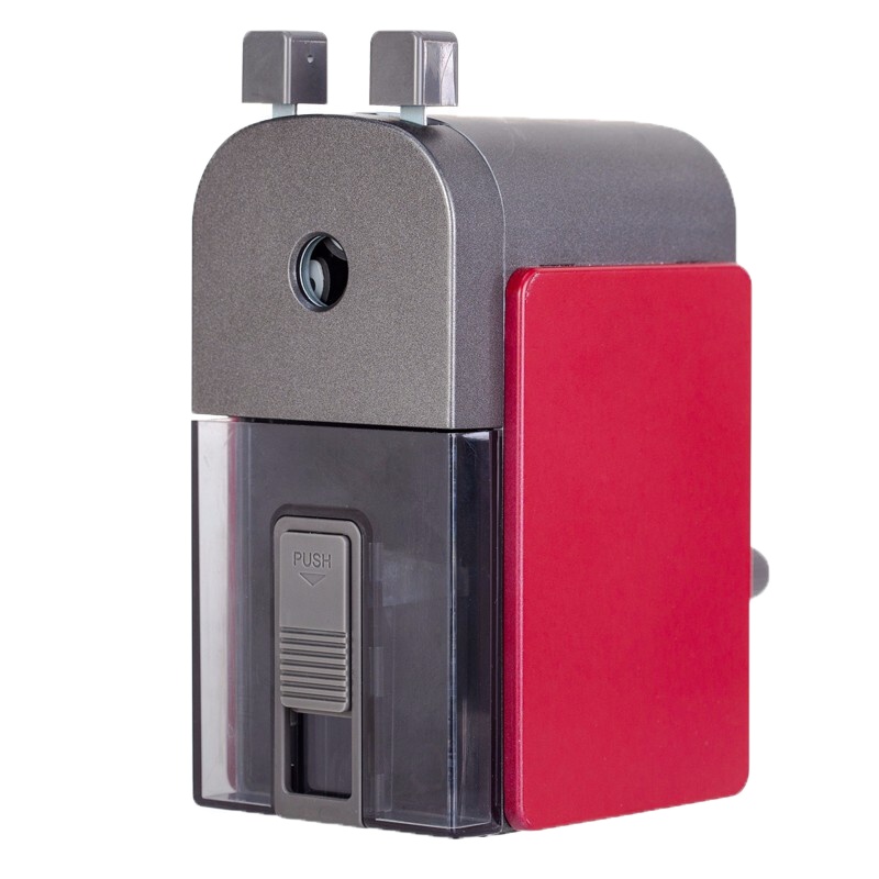 得力（deli）文具 71150 学生金属削笔机手摇内置彩铅笔卷笔刀 红色