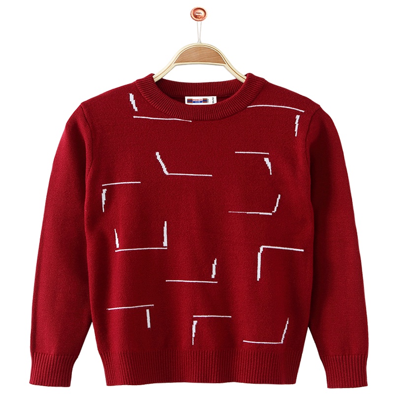 铅笔俱乐部童装2019秋装新款男童圆领毛衣中大童毛衫儿童套头毛衣