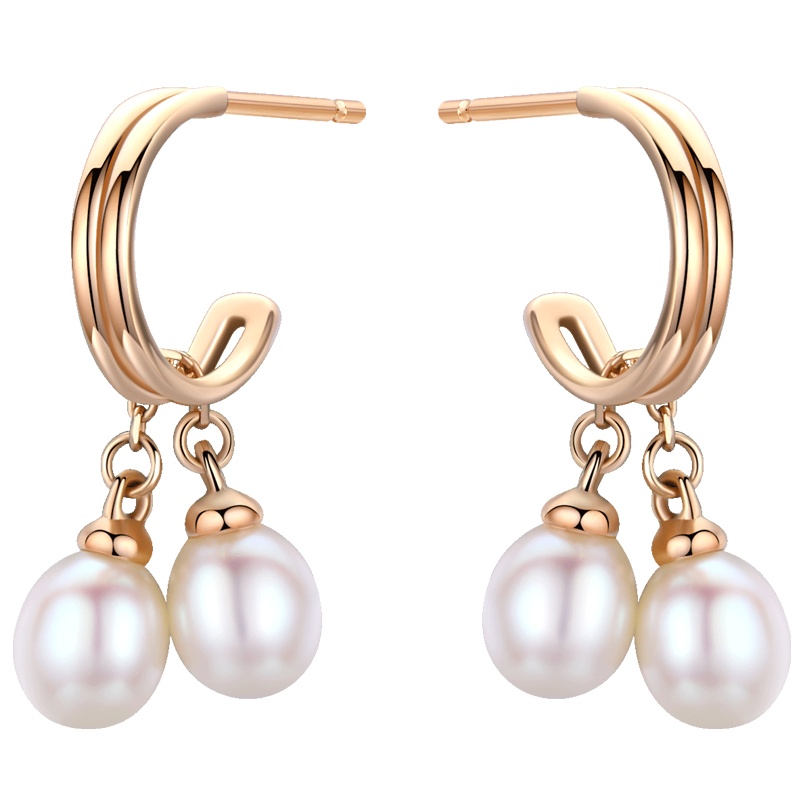 佰色传情S925银淡水珍珠耳饰耳钩网红简约冷淡风耳环