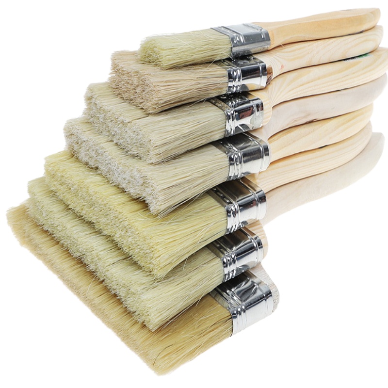 企购优品木柄刷子1寸 优质硬毛油漆文玩灰尘猪毛鬃毛长毛大小毛刷油漆刷 10个装