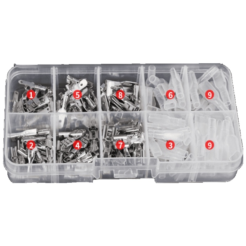 汐岩插簧+护套6.3/4.8/2.8插拔式冷压接线端子 电线连接器 公母头套盒