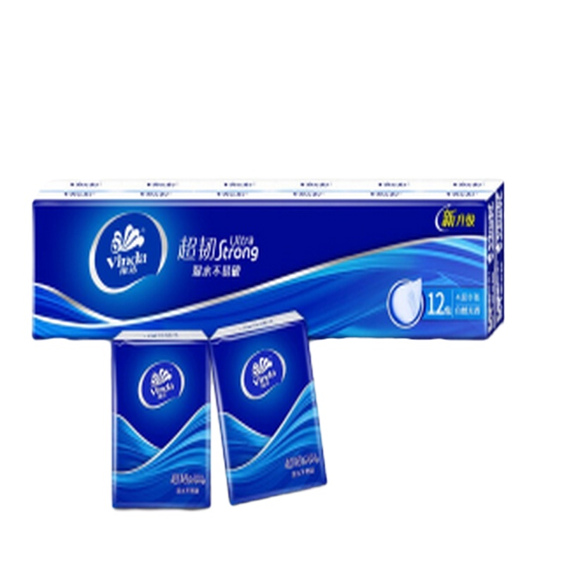 维达 (Vinda) 手帕纸超韧4层家用餐巾纸小包便携纸巾面巾纸抽纸无香卫生纸12包x1条