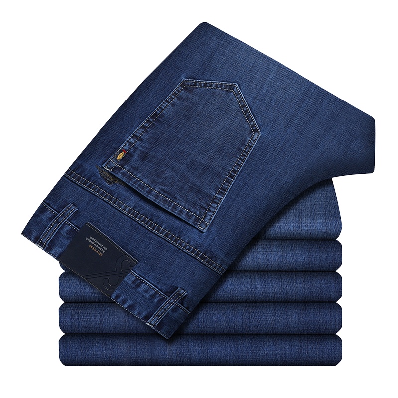 恒源祥牛仔裤男士商务休闲2021夏季新款男裤中年爸爸直筒裤子