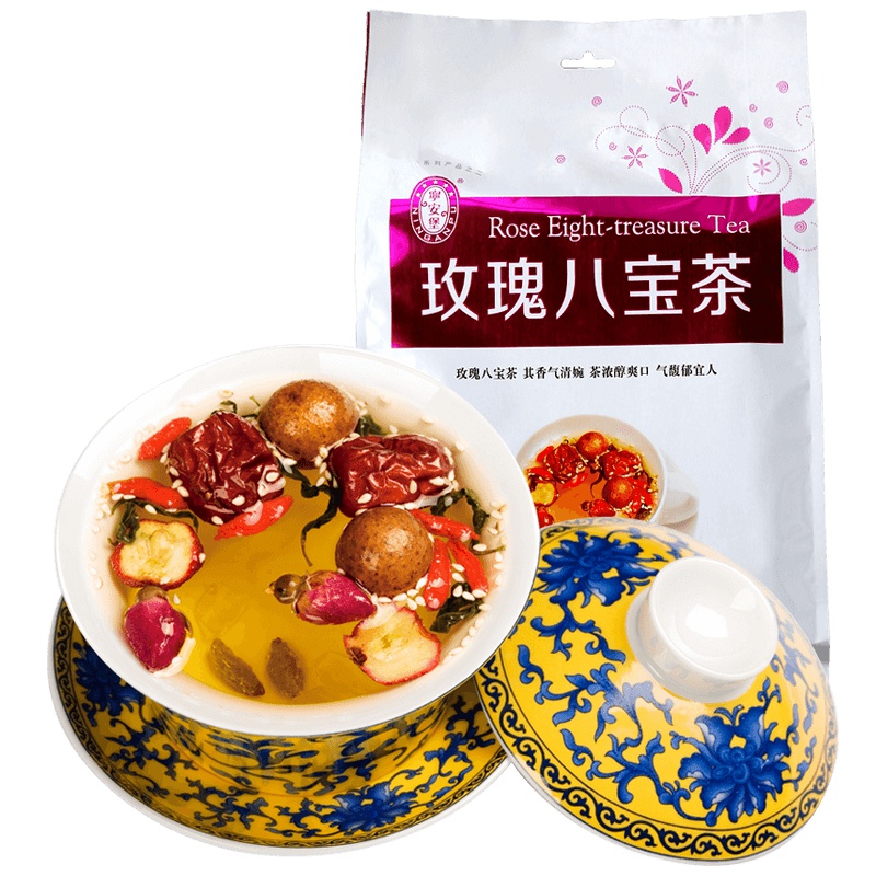 宁安堡 玫瑰八宝茶三泡台玫瑰花桂圆红枣枸杞果干400g宁夏特产茶
