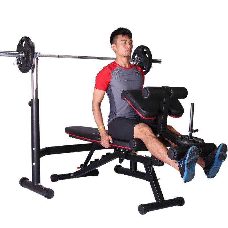 企购优品 力动举重床卧推架杠铃架多功能综合训练器健身器材(含80kg杠铃片)