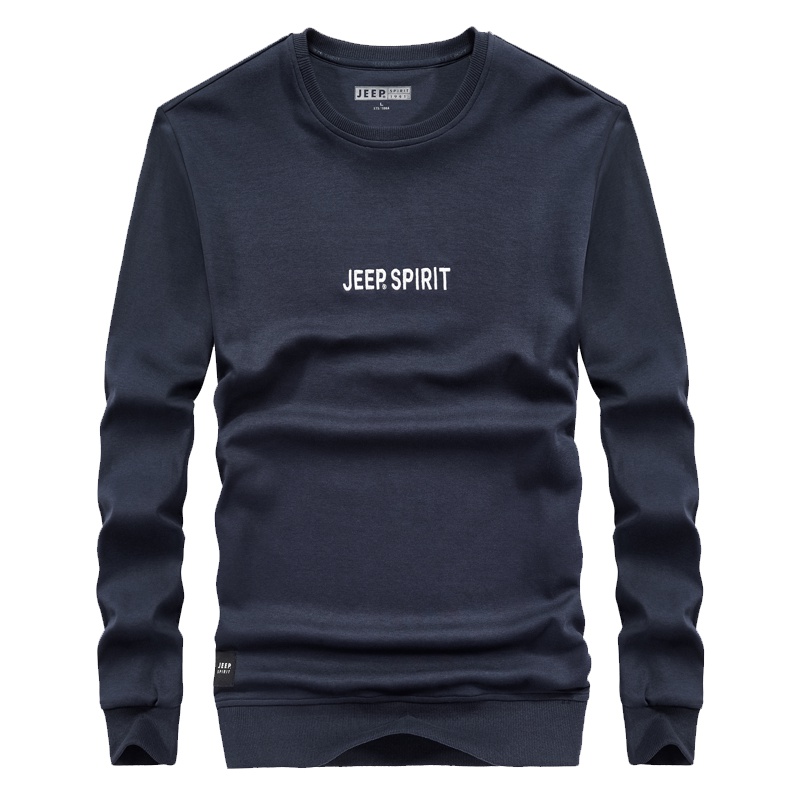JEEP吉普春秋新款男士圆领长袖t恤宽松大码休闲套头卫衣打底衫