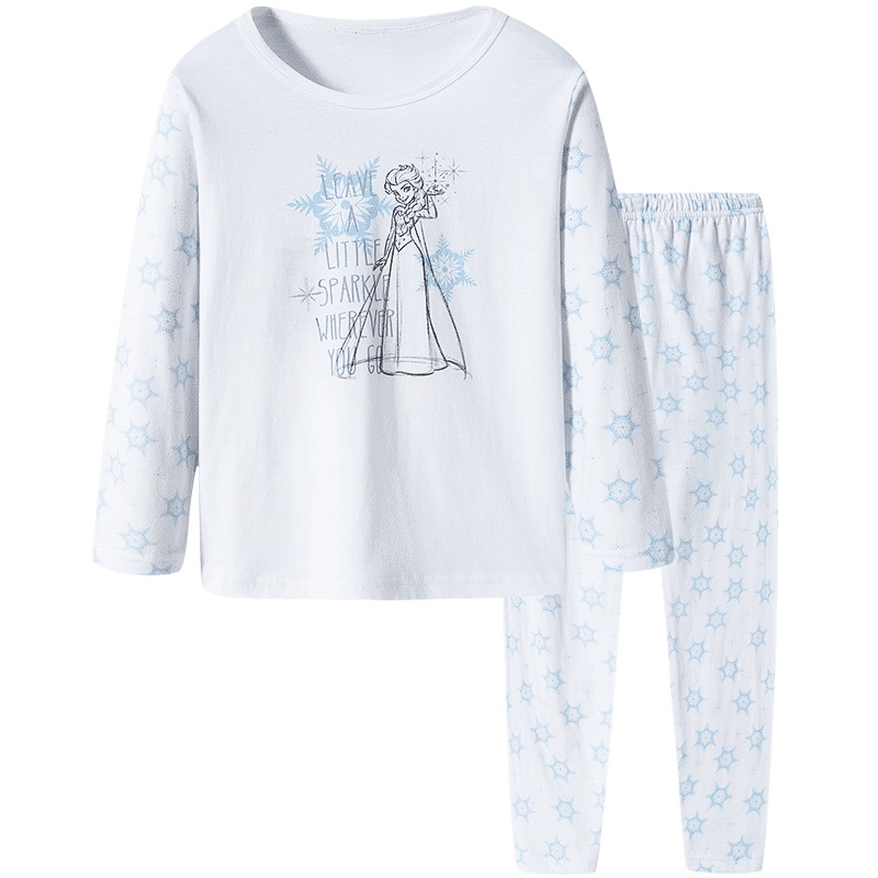 三枪 迪士尼舒肤超柔薄棉女童长袖内衣套冰雪奇缘公主春秋衣裤薄款