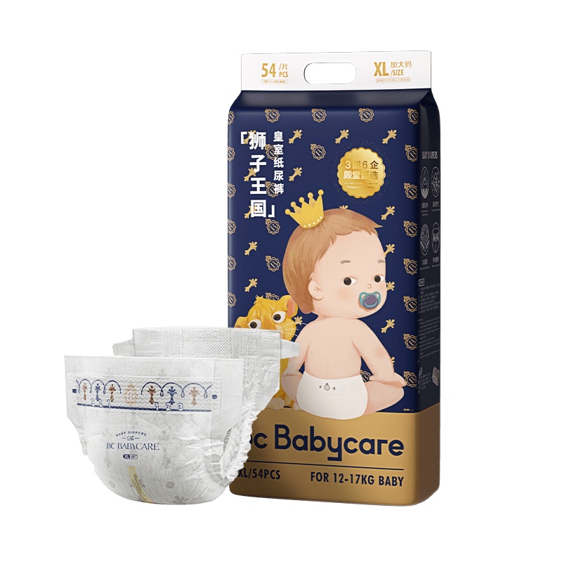 [加量装]babycare纸尿裤皇室狮子王国弱酸亲肤尿不湿XL54 (12-17kg)