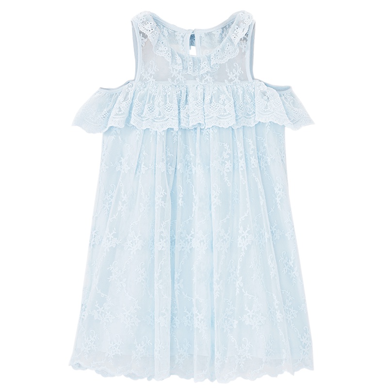 minipeace太平鸟女童连衣裙蕾丝露肩荷叶边公主纱裙夏装新款